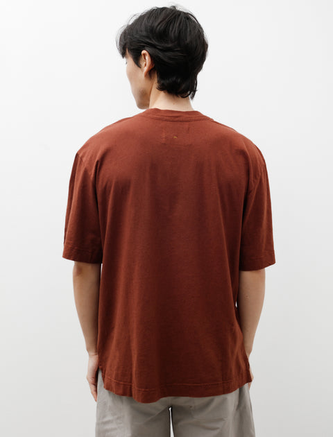 Margaret Howell MHL Simple T-Shirt Cotton Linen Burnt Sienna