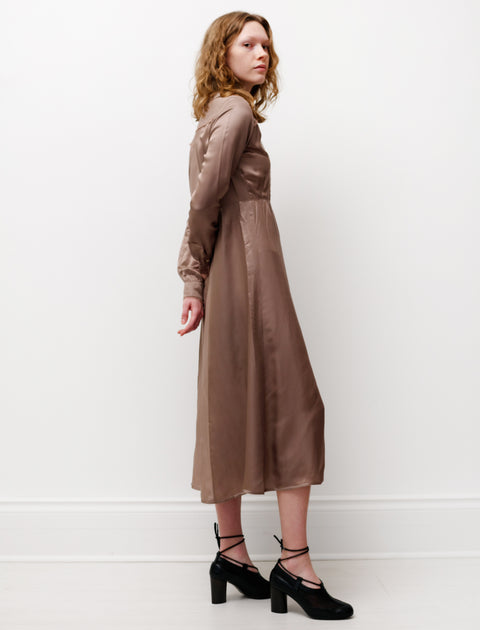 Acne Studios Satin Long Sleeve Dress Mink