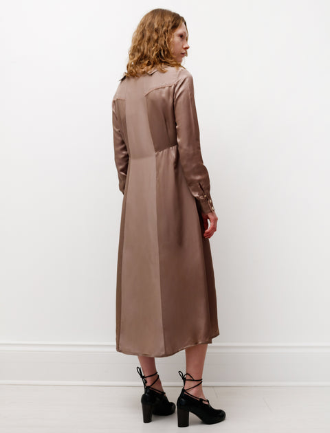 Acne Studios Satin Long Sleeve Dress Mink