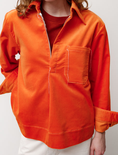 Camiel Fortgens Anorak Zip Corduroy Shirt Orange