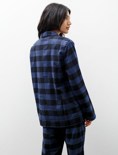 Tekla Flannel Pyjama Shirt Gingham Blue