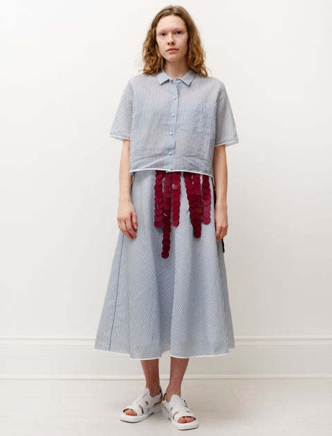Sara Lanzi Bias Skirt Organza Blue/White Stripes