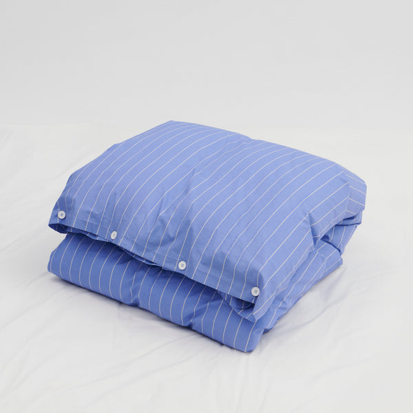 Tekla Percale Double Duvet Cover Clear Blue Stripes – Neighbour
